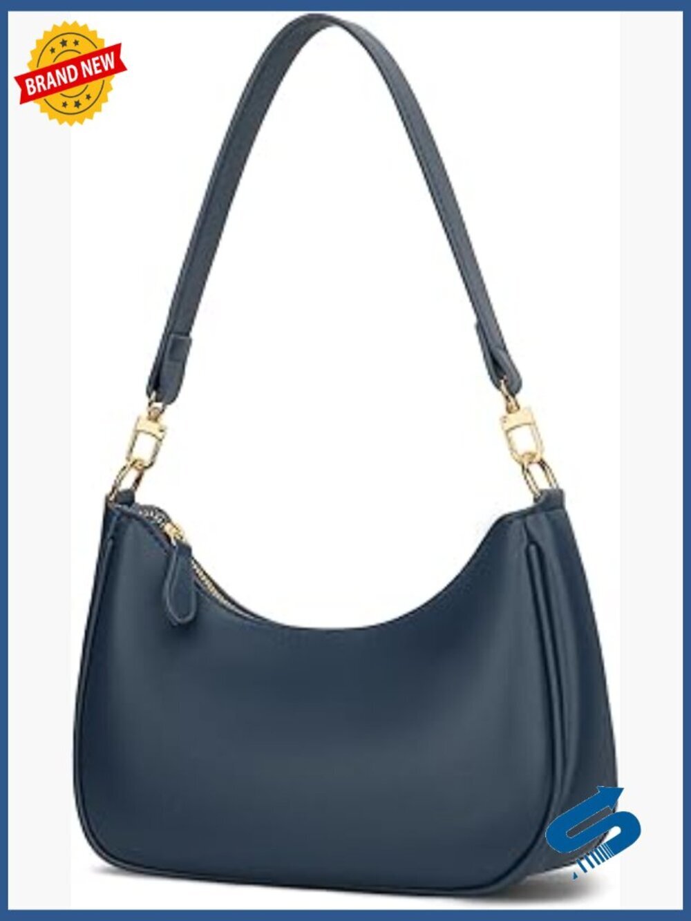 PU Leather Shoulder Bag with Removable Straps, 3 Pockets, Hobo Style